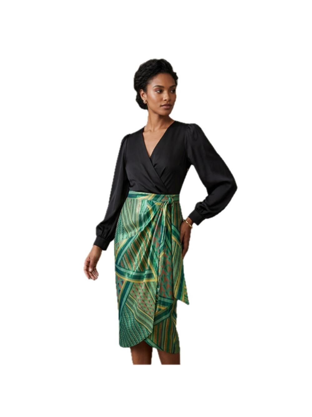 Metallic Jacquard Cocktail Party Wedding Guest Pencil Wrap Dress Closet NWT US 8